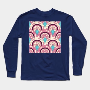 Pink Peacock Tiles Long Sleeve T-Shirt